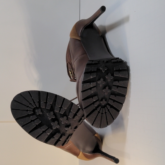 Jazelle Size 10 Brown / Tan Stiletto Lugged Hiking Boot Lace-up - Picture 6 of 6